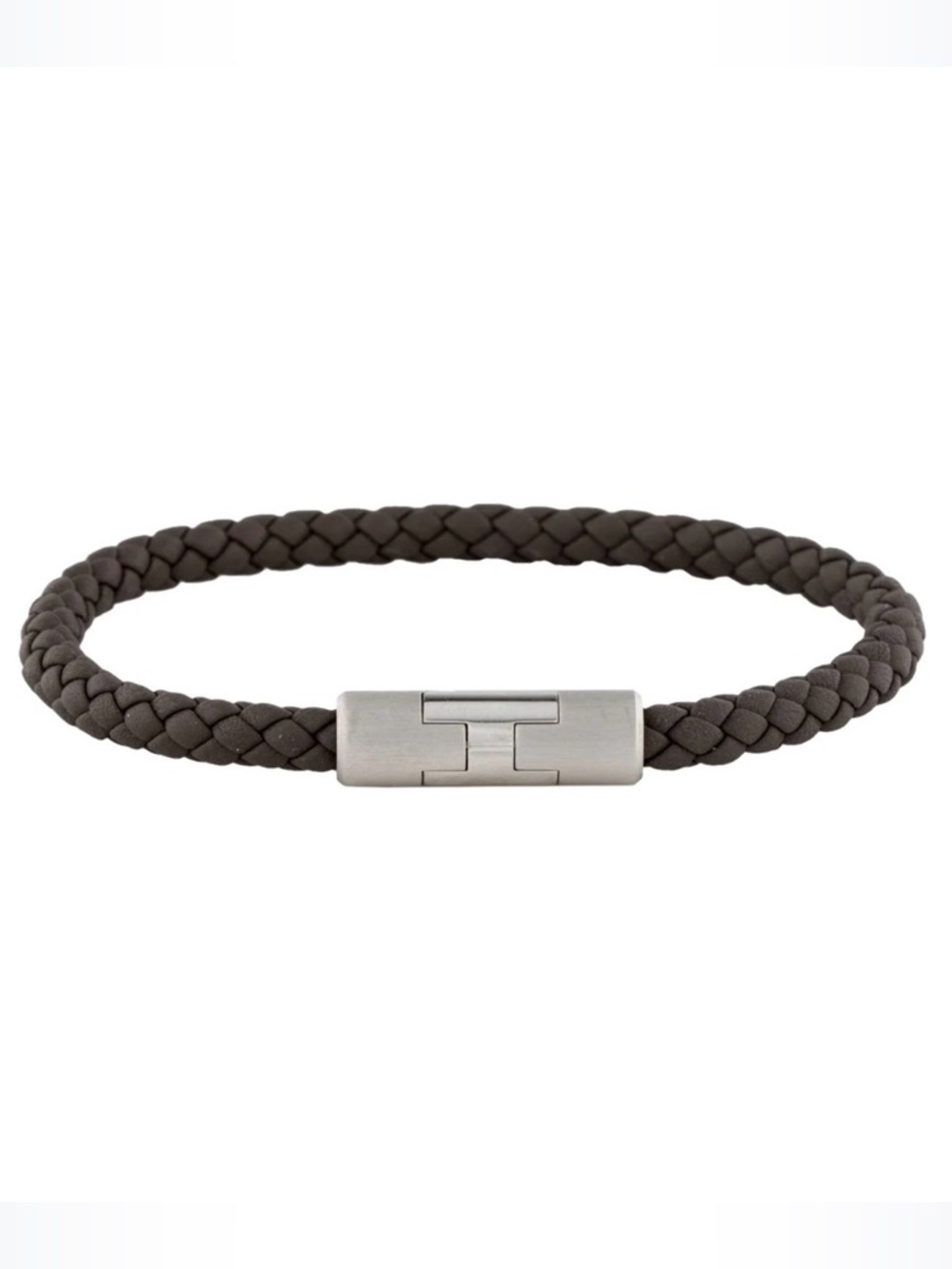 NWT unisex Hermès Goliath Black Leather Bracelet with Silver Clasp - sma…